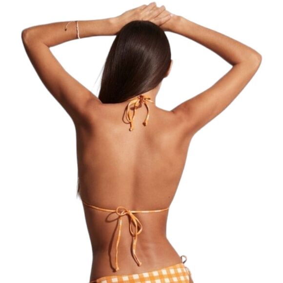 Sundar Bikini Top in Orange Gingham Sz XL Faithfull the Brand Swimsuit NWT - Picture 7 of 15